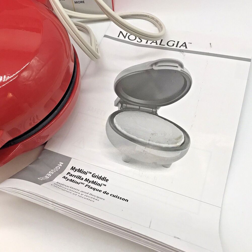 NOB Nostalgia My Mini 5" Non-Stick Surface Red Griddle Burgers Pancakes Omelets - Picture 12 of 12